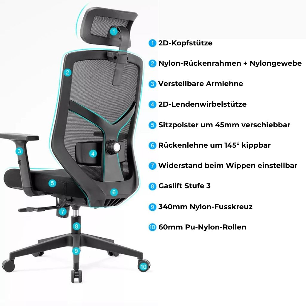 Ergonomischer-Bürostuhl-LENDA-Features Ergonomischer Bürostuhl LENDA Features