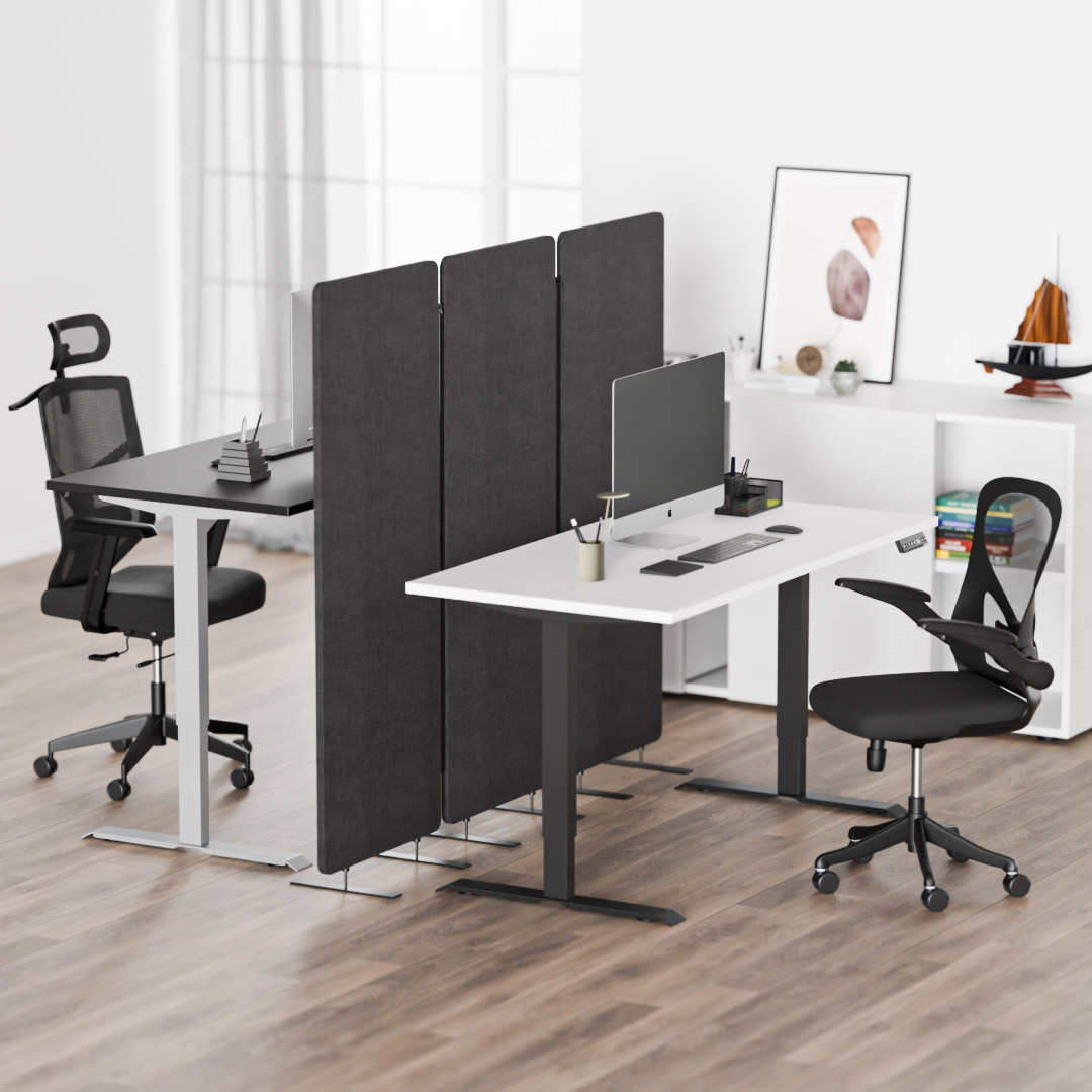 Büro mit Akustik Trennwand WALL Anthrazit Büro mit Akustik Trennwand WALL Anthrazit