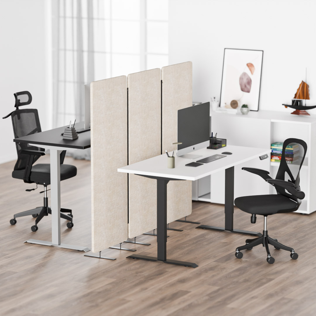 Büro mit Akustik Trennwand WALL Beige Büro mit Akustik Trennwand WALL Beige